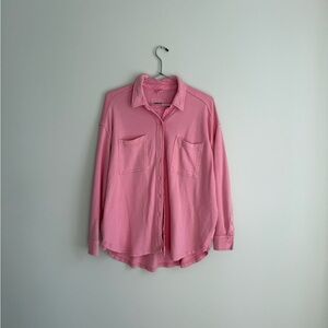 AERIE LUMBERJANE PETAL PINK SHACKET SMALL
